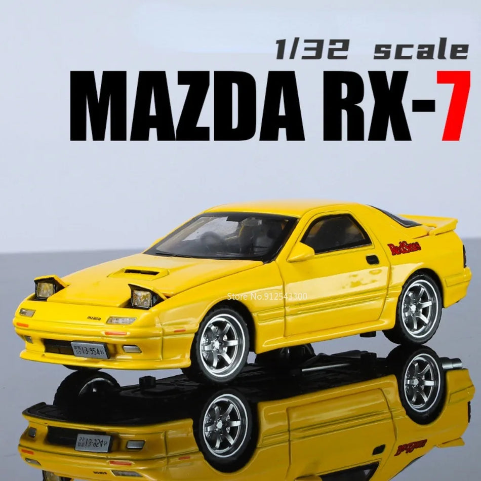 Mașină de jucărie din aliaj diecast RX7 la scară 1:32 cu retragere, sunet și lumini