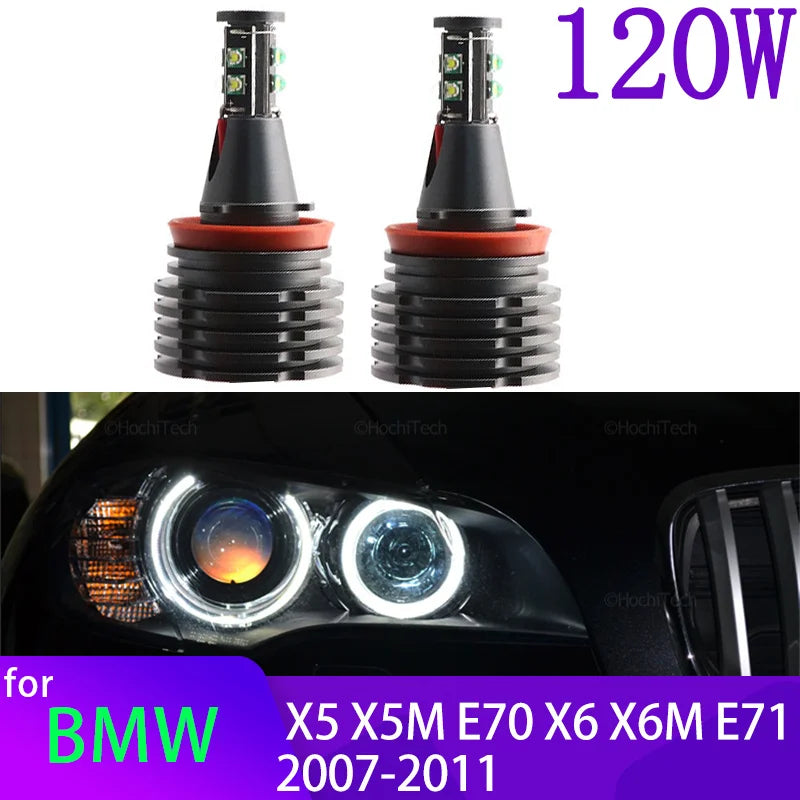 LED Engelaugenlampen 6000K Aluminium für BMW X5 E70 X5M X6 E71 E72 H8
