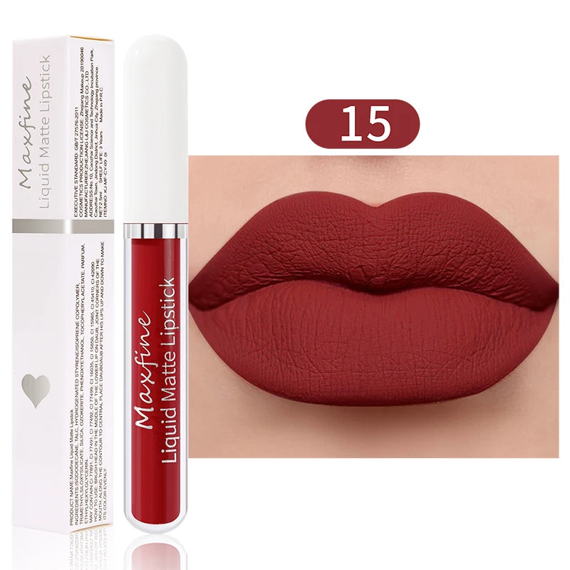 MAXFINE Waterproof Matte Liquid Lipstick - Long-lasting &amp; Moisturising 15 / Full Size
