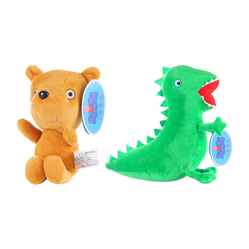 🟠 New 19CM Peppa Pig George Plush Toys For Kids Eddie Bear Mr Dinosaur Stuffed Anime Plush Dolls Children Christma Gifts