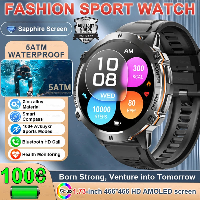 New 1000MAH Super Endurance Smart Watch &ndash; AMOLED Display Black / GPS SmartWatch