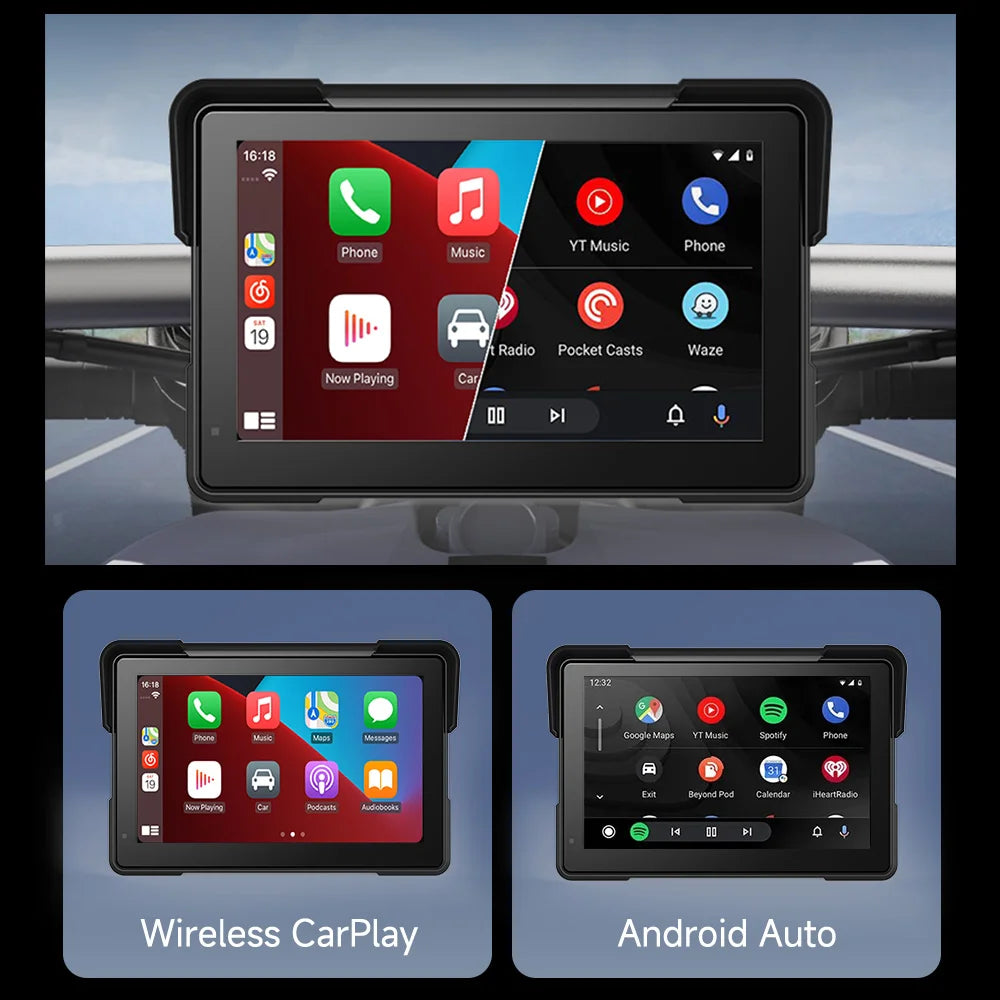 JIUYIN 7 Inch Motorcycle Multimedia Player &ndash; 2K HD Waterproof GPS Navigation