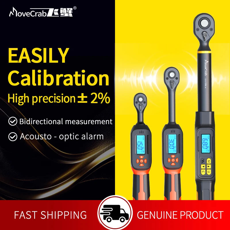 MOVECRAB Digital Torque Wrench 1.5-340N.m &ndash; High Precision with Buzzer and LED Notification