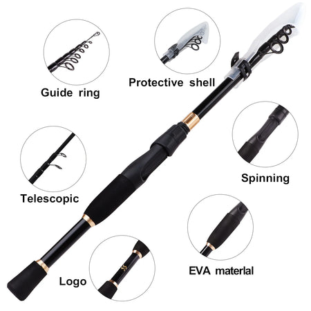 Sougayilang Telescopic Fishing Rod - Ultralight Carbon Fiber Spinning/Casting