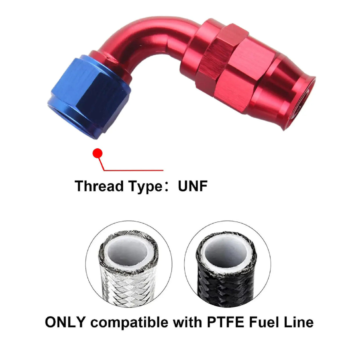 PIKBUK AN4 6 8 10 PTFE Fuel Oil Hose End Fitting 0/45/90/180 Degree Swivel Hose End Adapter Kit by InterCyprus Trading Ltd