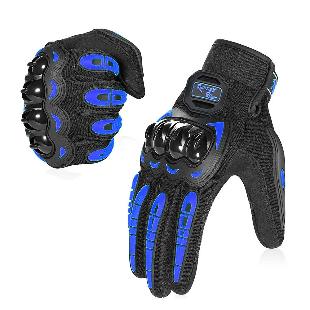 Waterproof Full Finger Motorcycle Gloves with Touchscreen and Joint Protection Blue / XL