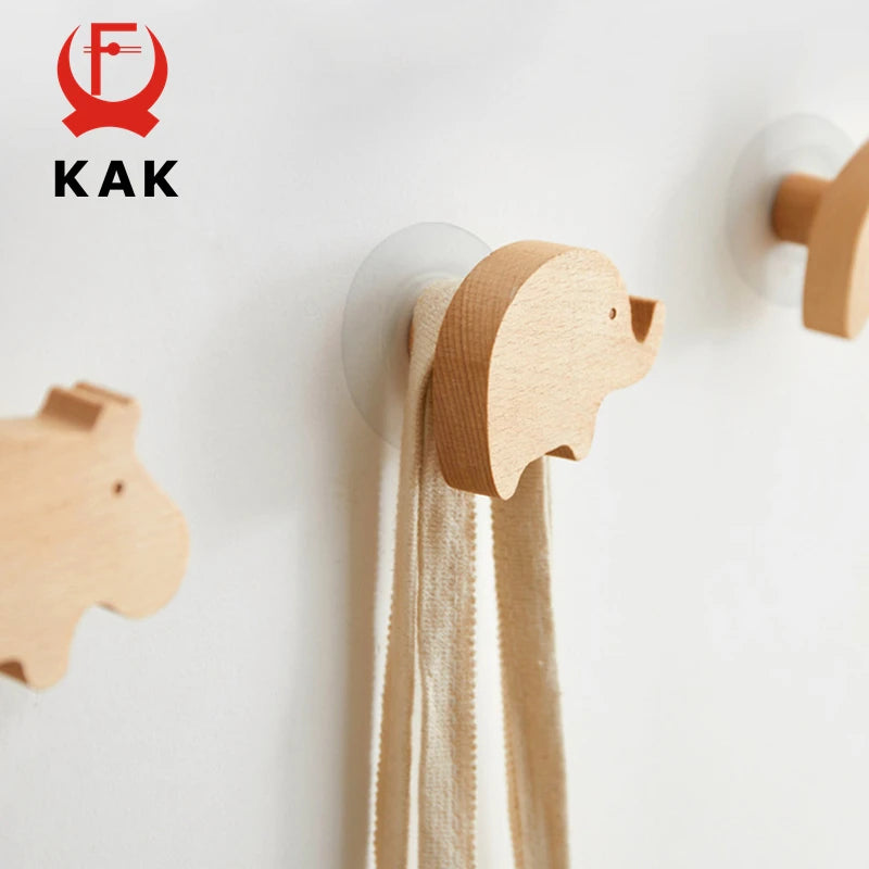 KAK Натуральные деревянные крючки в форме животных для шкафов