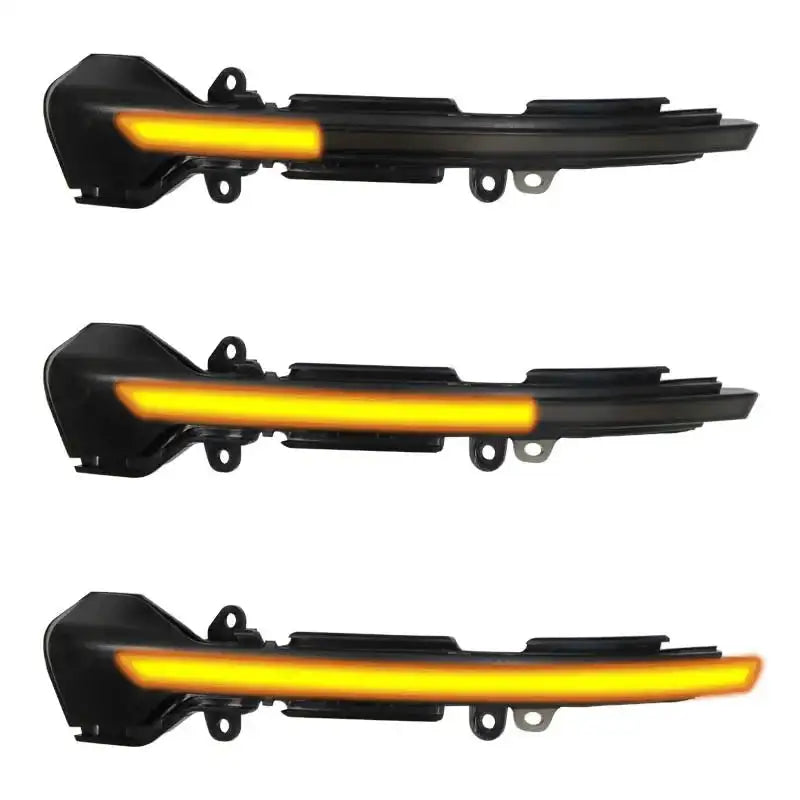 Smoked Black Yellow Streamer Turn Signal Mirrors For SEAT