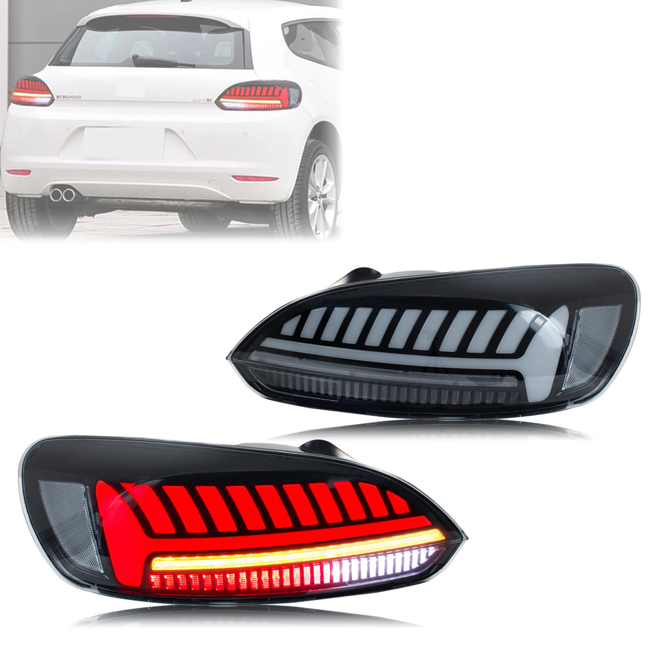 Φώτα Οπισθοπορείας Volkswagen Scirocco 3 με Διαδοχικά Δυναμικά Σήματα, Μαύρο ABS