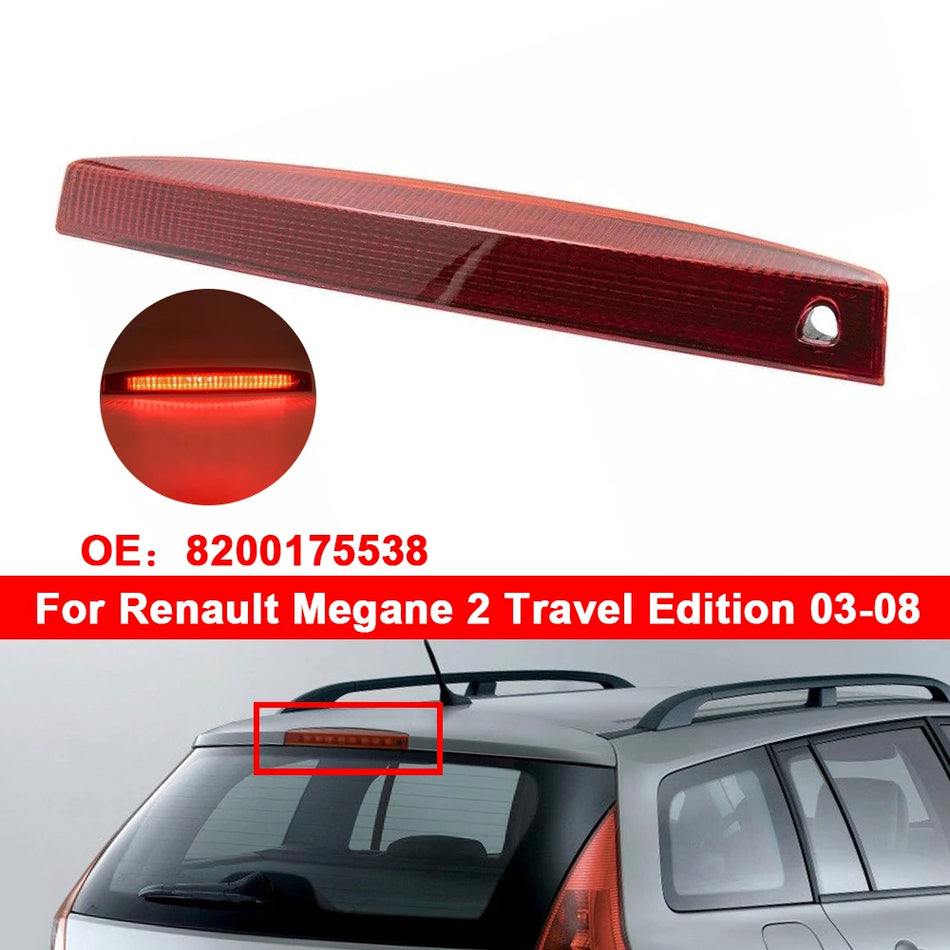 Czerwone światło stopu LED wysokiego montażu do Renault Megane 2003-2008 z czarną przyciemnioną soczewką