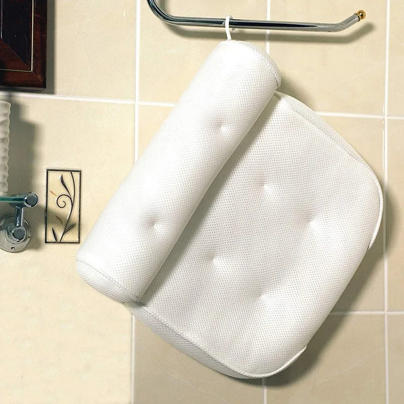Mesh Bath Pillow For Bathtub - Non Slip Suction Cups