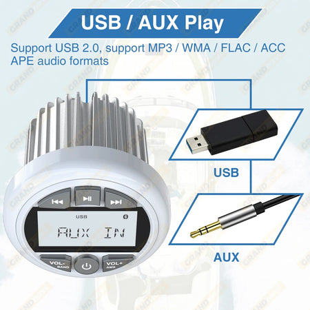 AKAMATE Marine Radio FM AM Bluetooth &ndash; Waterproof USB