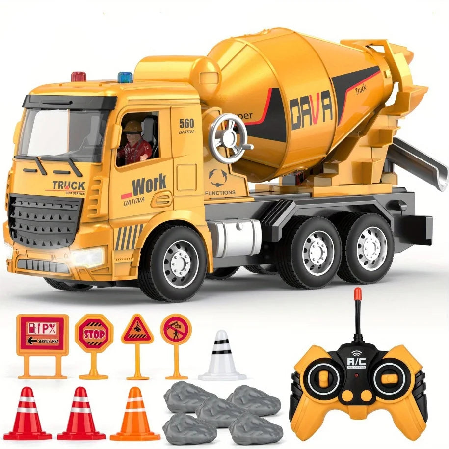 6CH 2.4G RC Dump Truck Cement Mixer Toy &ndash; Realistic Mixer 689-819A Yellow