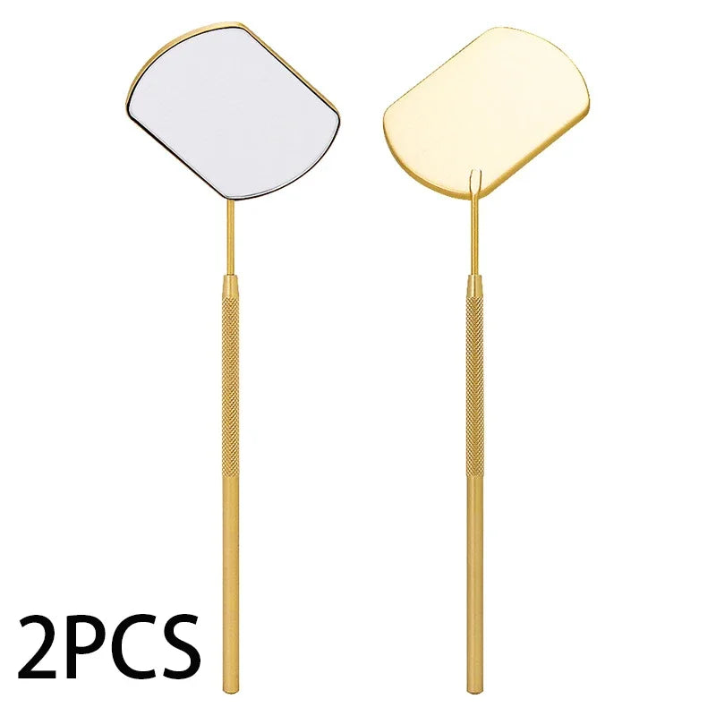 DUTRIEUX Stainless Steel Grafting Eyelash Extensions Checking Mirrors - 2 PCS Set Gold