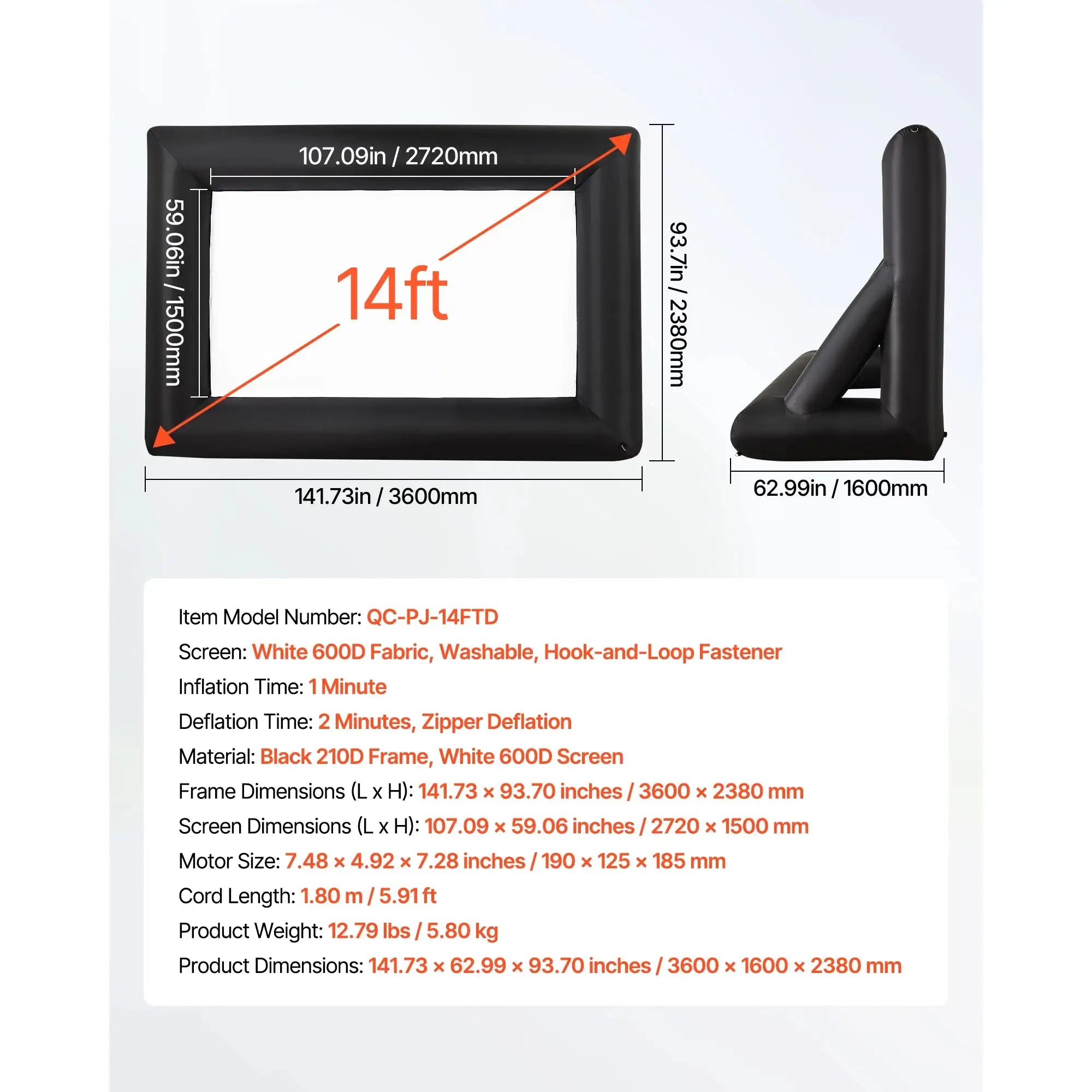 Inflatable Projector Screen 14 To 20 Ft Outdoor