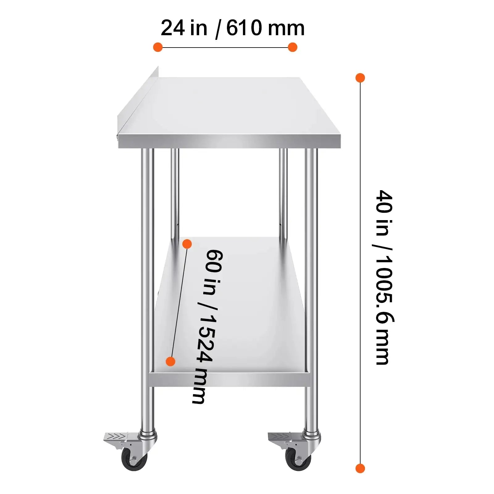 Stainless Steel Work Table With Casters Heavy Duty 24x60 24 x 60 in / spain