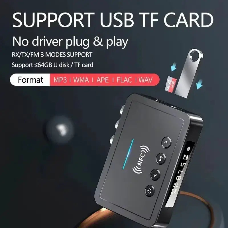 KEBIDUMEI NFC Bluetooth 6.0 Receiver Transmitter FM Stereo AUX 3.5mm RCA Optical Coaxial Wireless Adapter With Remote Control by InterCyprus Trading Ltd