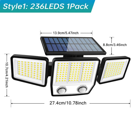 ZH-070LY Solar Motion Light Outdoor &ndash; Three-Head 270 Degree 1pcs Style1