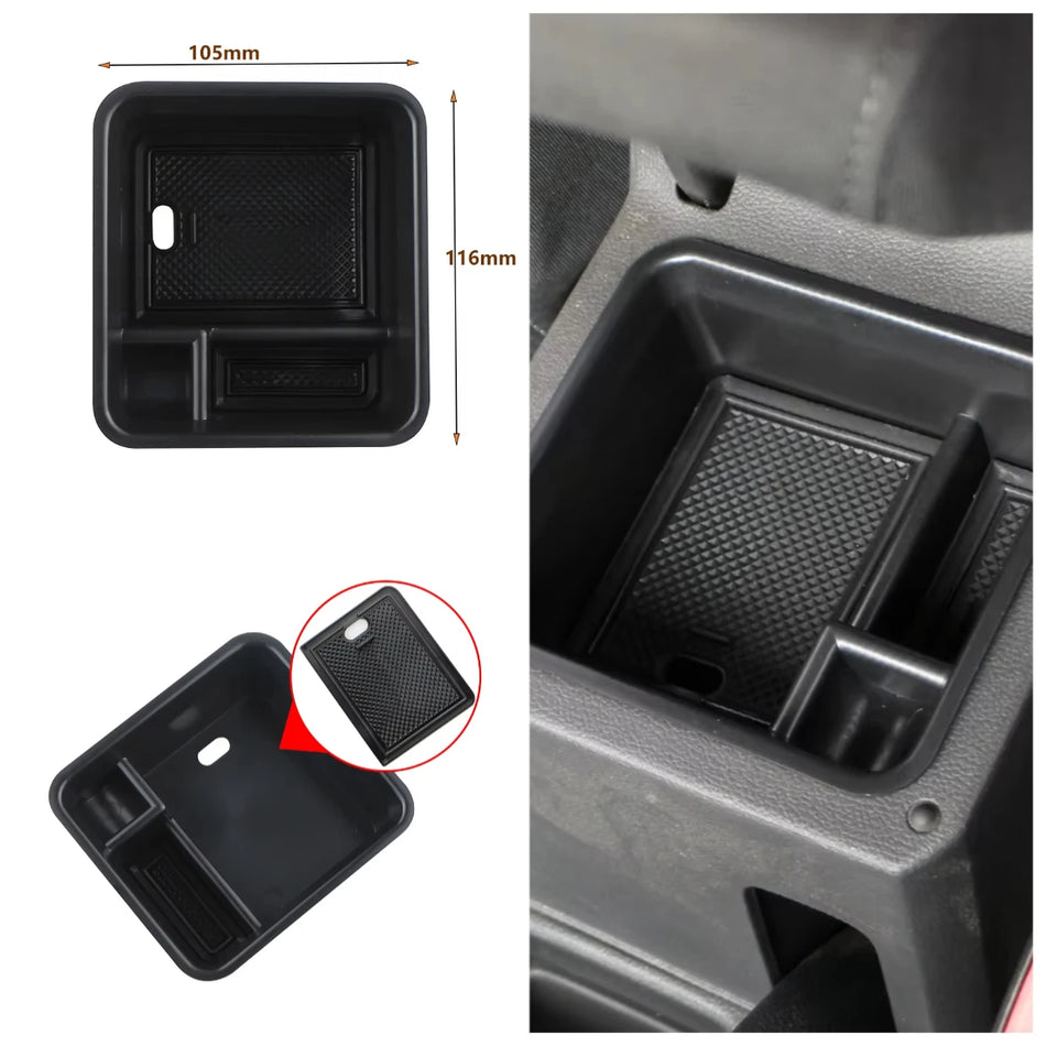 Salvestuskarp Volkswagen T-Cross käetoe jaoks, ABS-tassi korraldaja kummist tagapinnaga