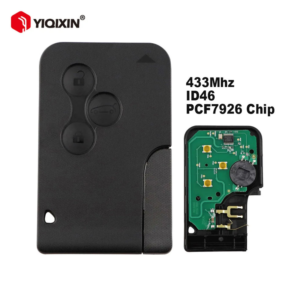 Fjernnøgle til Renault Megane II III Scenic Grand Scenic 433MHz med Uskåret Blad Høj Kvalitet