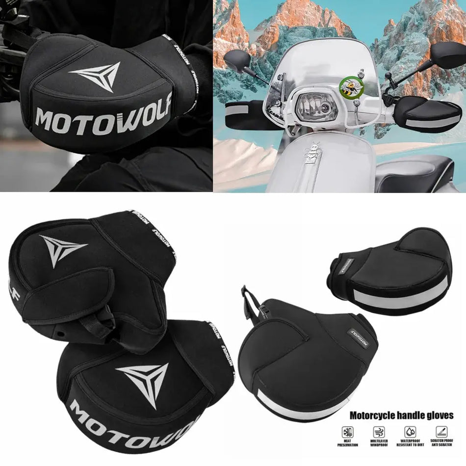 Motorcycle Thick Warm Handlebar Muff Waterproof Scooter Grip Handle Bar Muff Winter Protective Warmer Thermal Cover Gloves by InterCyprus Trading Ltd
