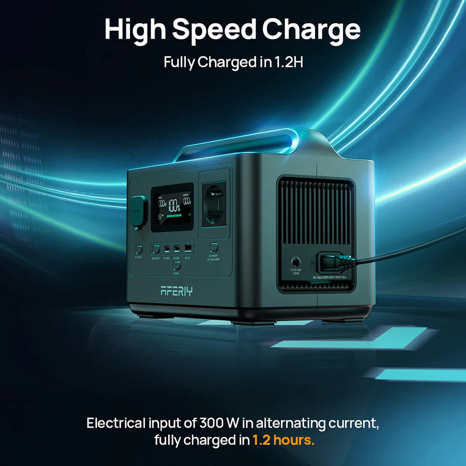 AFERIY P040 Portable Power Station 400W 256Wh Outdoor Generator LiFePO4 Battery With 5 Outputs Fast Charge