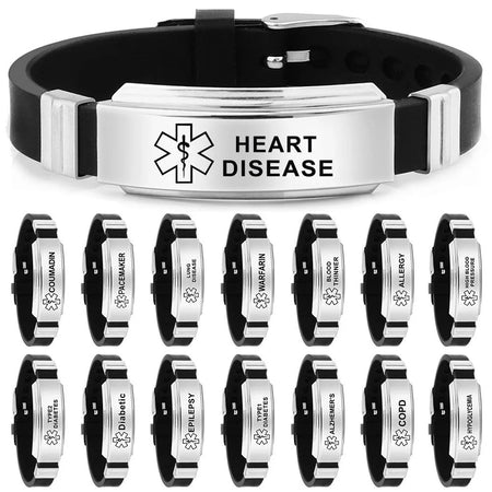 Stainless Steel Medical Alert Bracelet - 15 Styles