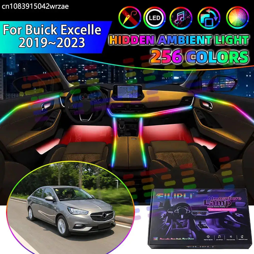 For Buick Excelle 2019~2023 MK2 2020 RGB Car Interior Ambient Lights Strips Breathing Lighting Kit App Control LED strips Auto by InterCyprus Trading Ltd