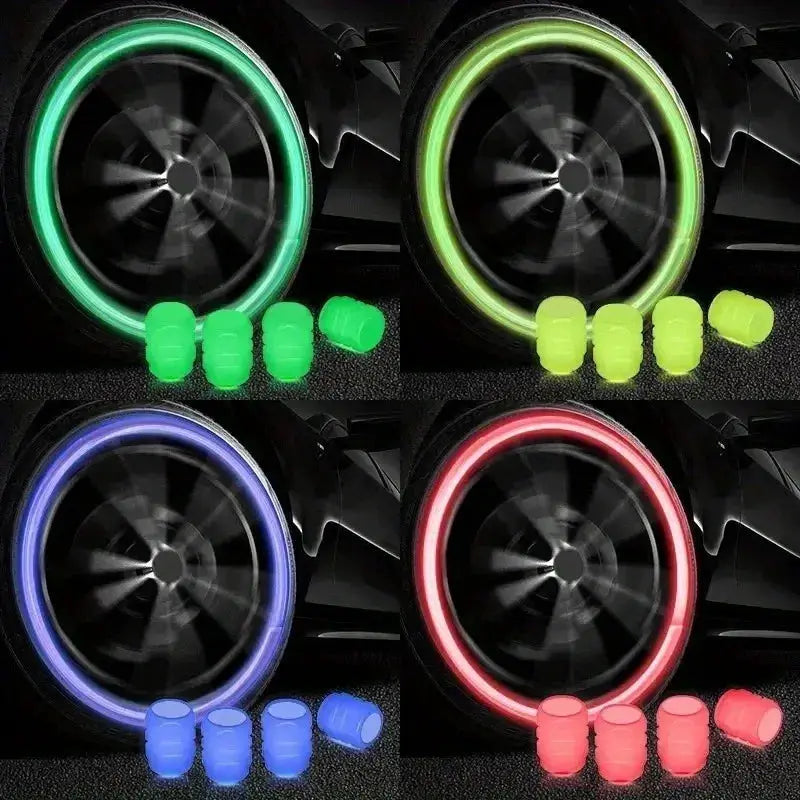Glow In Dark Valve Caps 4 Pack Hexagonal ABS Wheel Dust Covers by InterCyprus Trading Ltd