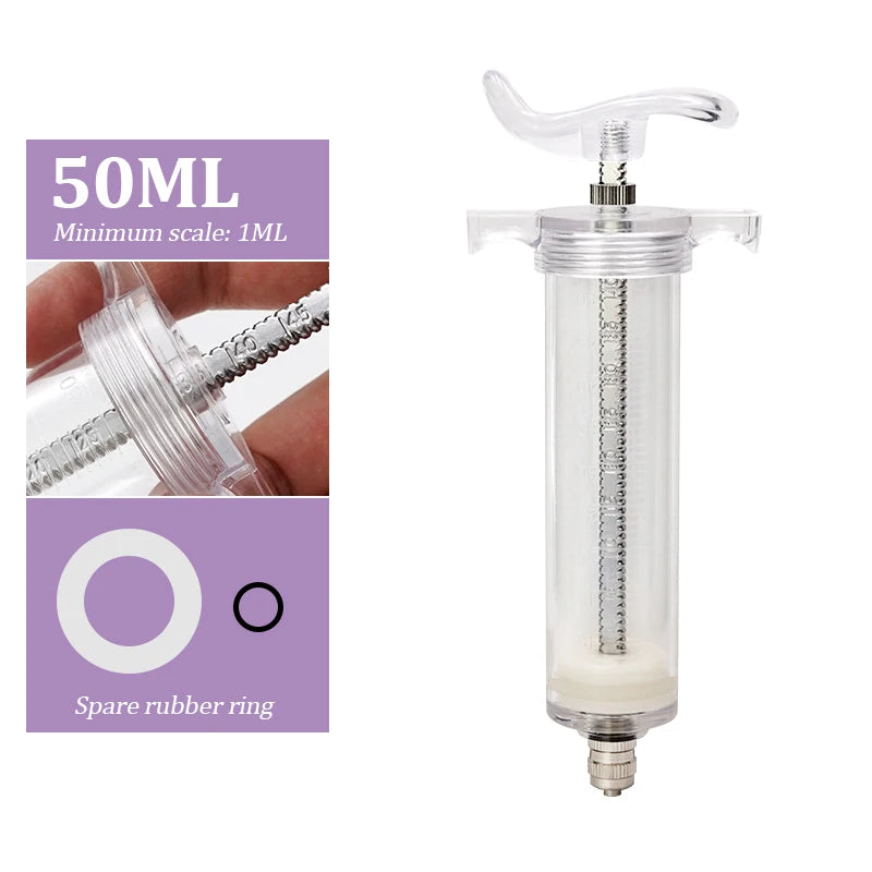 JIECARE Animal Syringe For Farm Animals - Reusable Syringe 50ml plastic