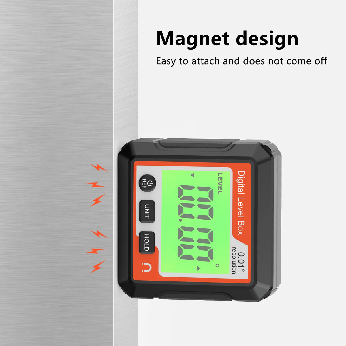 Magnetic Digital Level Inclinometer - Backlit LCD Display