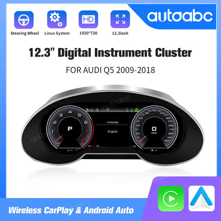 AUTOABC 10.25"LCD Digital Dashboard Cluster Wireless CarPlay Android Auto FOR Audi Q5 2009-2018year Support Steering wheel by InterCyprus Trading Ltd