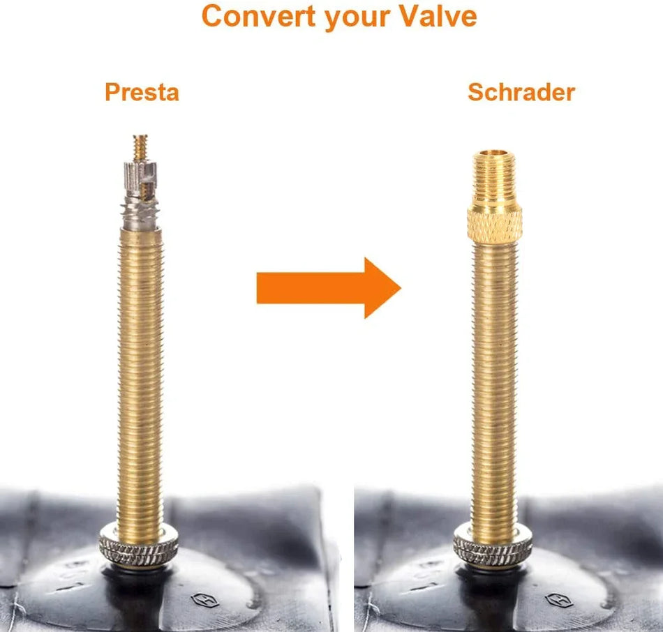 Bicycle Presta To Schrader Adapter &ndash; Lightweight Easy Install Valve Converter