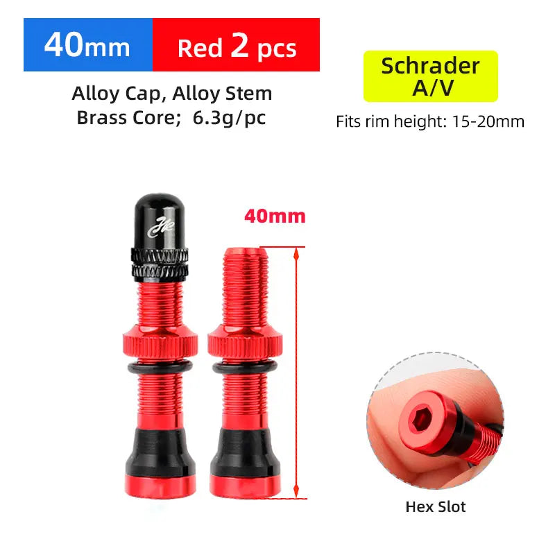 Deemount Schrader A/V Valves &ndash; Durable CNC Machined Alloy Construction AV 40mm Red 1Pair / CHINA