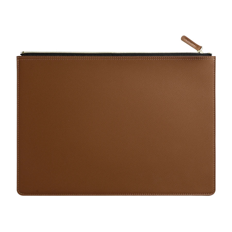 Premium Leather A4 Document Organizer &amp; Business Portfolio with Zipper brown