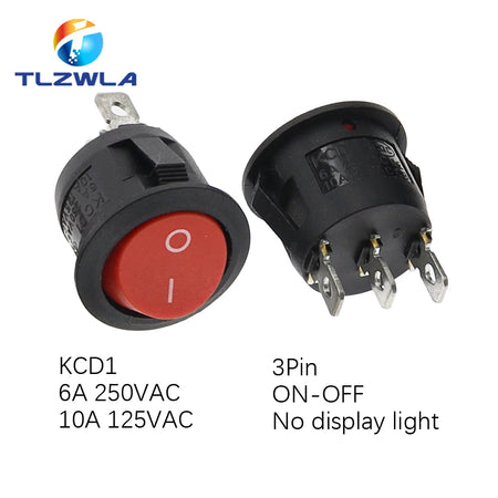 TLZWLA Round Rocker Switch &ndash; LED Illuminated Design for Versatile Usage 3Pin red ON-OFF