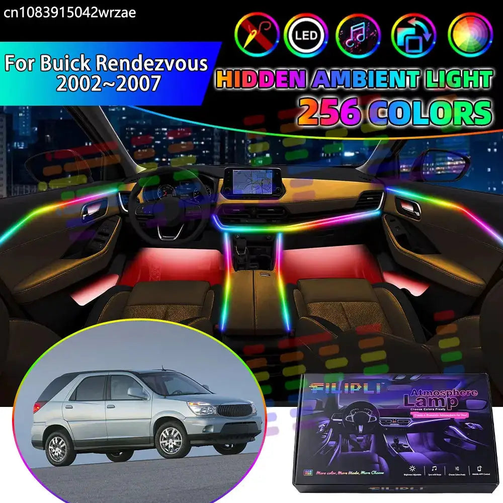 For Buick Rendezvous 2002~2007 2003 RGB Car Interior Ambient Lights Strips Breathing Lighting Kit App Control LED strips Auto by InterCyprus Trading Ltd