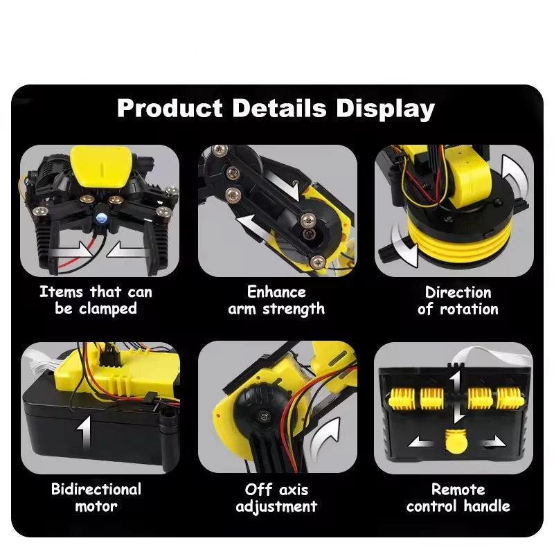 Doe-het-zelf elektrische afstandsbediening robotarm voor STEM-leren, educatief RC-speelgoed