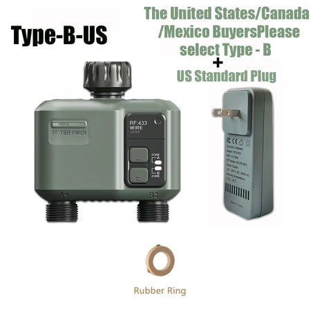 2025 Tuya WiFi RF433 Garden Water Timer HCT-636 - WiFi Ready Type-B-US