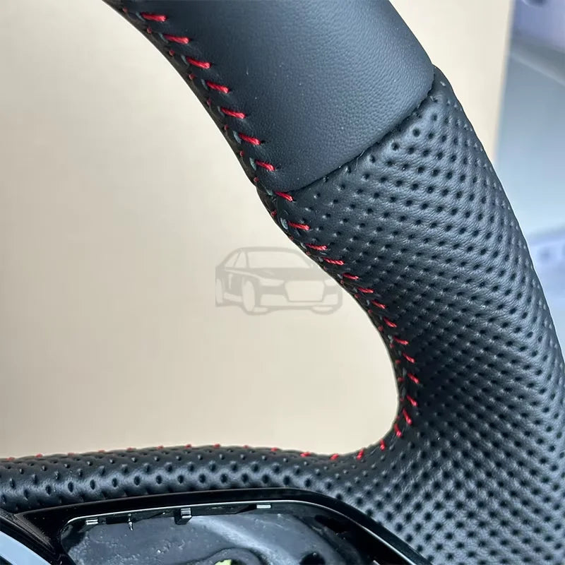 Audi A3 A4 A5 Q3 Q5 Q7 Delikli Tutma Yeri, Düz Alt Kısımlı Deri Direksiyon Simidi