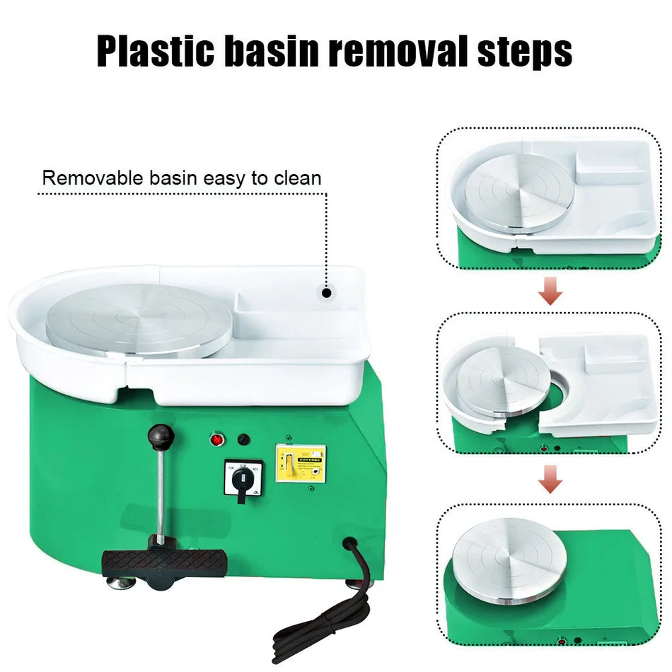 Rueda de Alfarería Eléctrica Jugacool 25cm 350W Pedal de Pie Cerámica