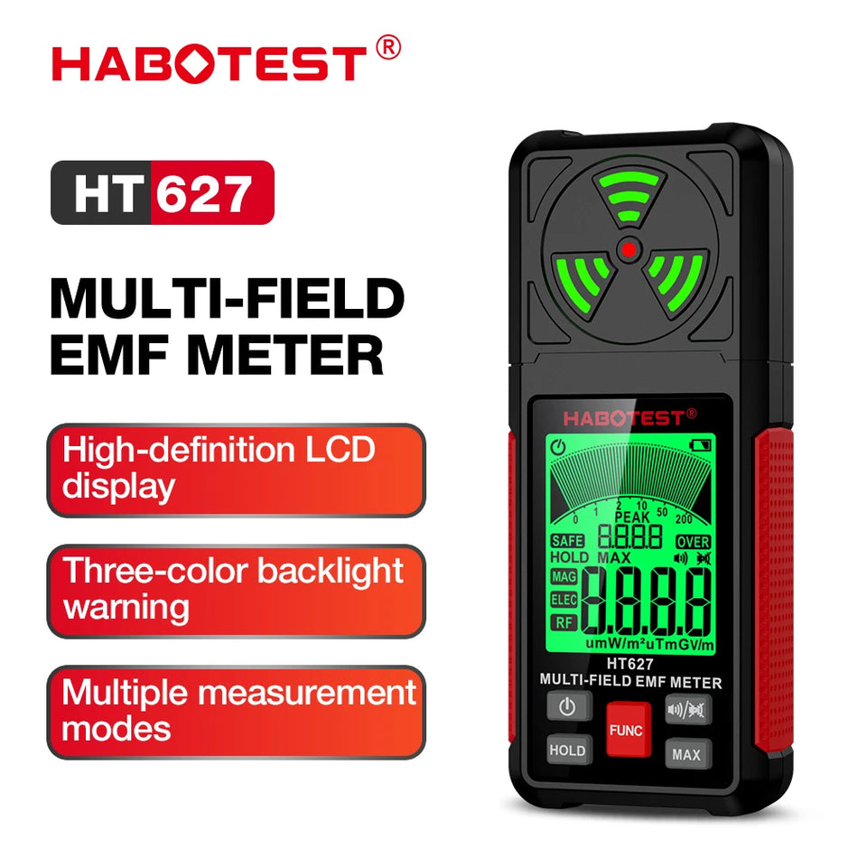 HABOTEST HT627 EMF Μετρητής, Φορητός Ανιχνευτής Ηλεκτρομαγνητικού Πεδίου με RF Ειδοποίηση