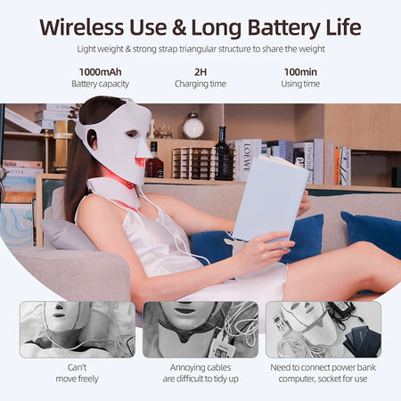 Foreverlily Face Neck Silicone LED Mask &ndash; 7 Colors Photon Red Light Therapy