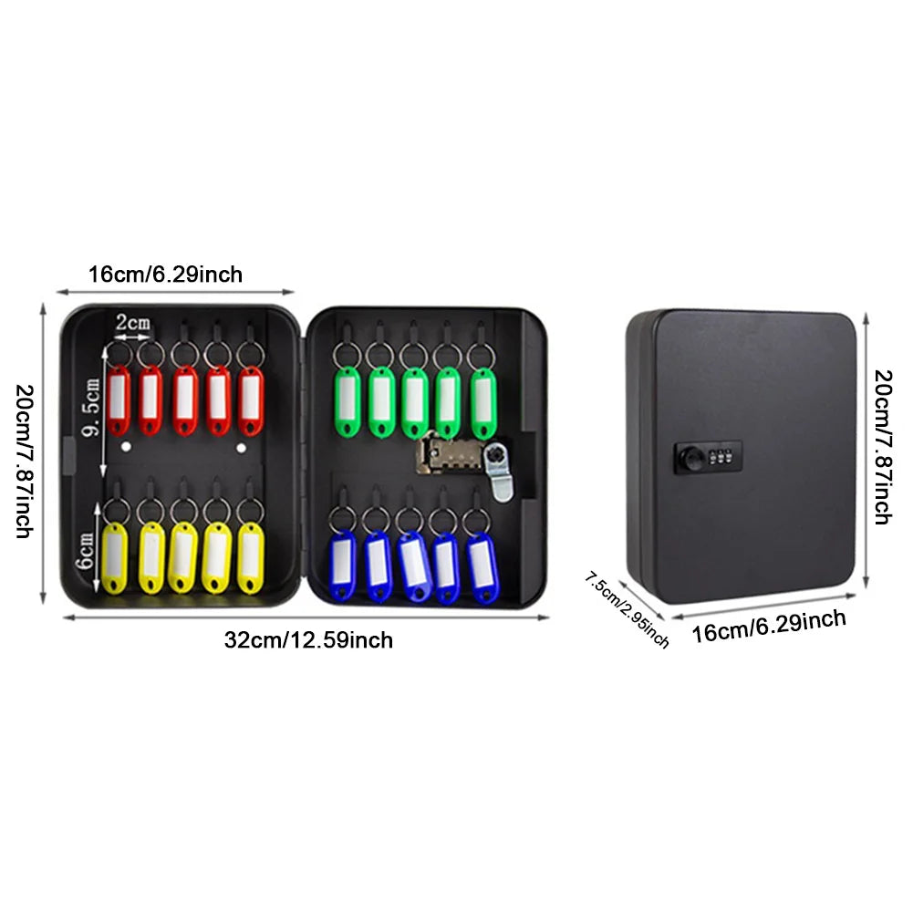 Combination Key Cabinet 20 Key Hooks &ndash; Wall Mount Lock Box