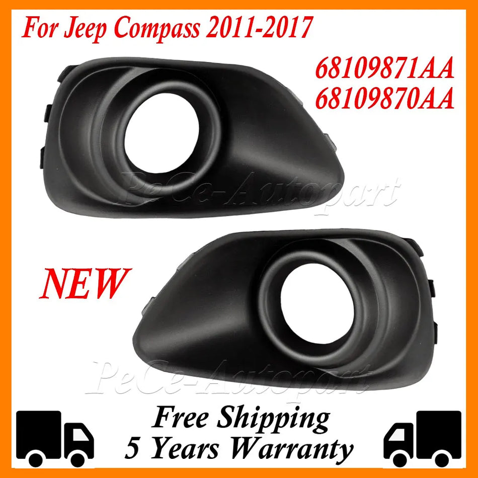 Cubiertas de luces antiniebla de parachoques delantero con marco embellecedor de ABS para Jeep Compass 2011-2017