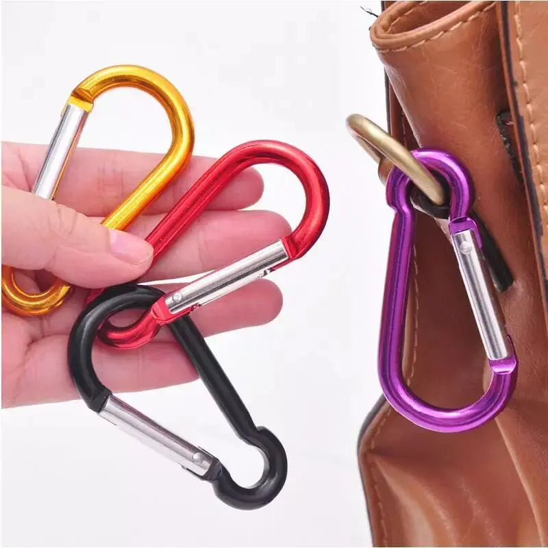 Aluminum Alloy Gourd Shaped Model 5 Outdoor Safety Spring Hook Carabiner with LED Light for Climbing Water Bottle Backpack