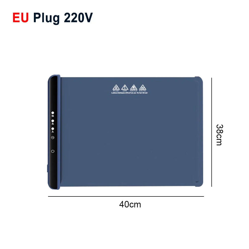 Electric Warming Tray Food Warmer Plate &ndash; Fast Heating Blue 220V 40x38cm