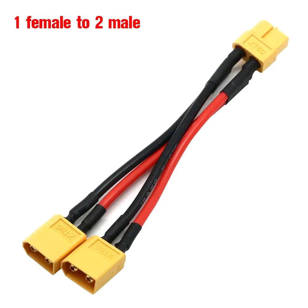 XT60 Parallel Battery Connector Male/Female Cable Dual Extension Y Splitter/ 3-Way 14AWG Silicone Wire for RC Battery Motor by InterCyprus Trading Ltd