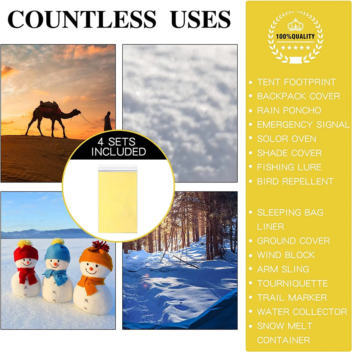 Gold-Silver Waterproof Emergency Survival Blanket 130x210cm