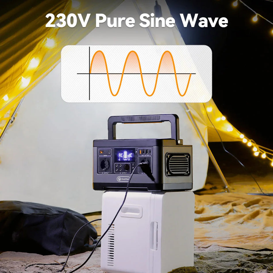 FlashFish P63 Nešiojama Energijos Stotis Su 520Wh Li-ion Baterija, 500W AC Išėjimu, 5 DC, 4 USB, Saulės Generatorius